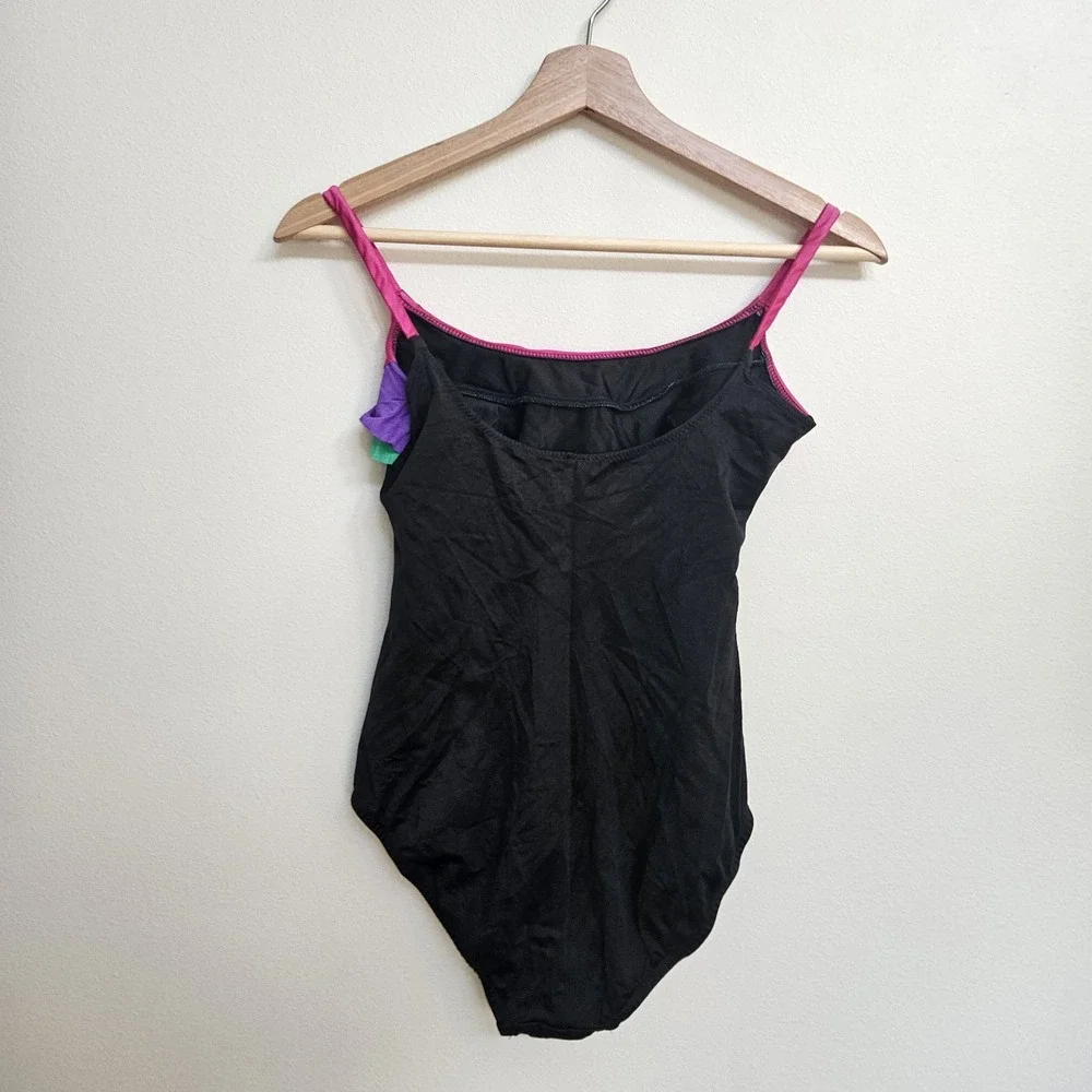 VTG 90s Sirena High Cut Leg One piece Swimsuit Sz XS Color Block Ruffle